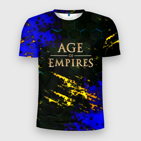 Мужская футболка 3D Slim с принтом Age of Empires краски текстура в Петрозаводске, 100% полиэстер с улучшенными характеристиками | приталенный силуэт, круглая горловина, широкие плечи, сужается к линии бедра | 