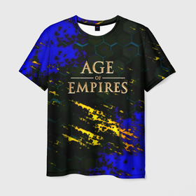 Мужская футболка 3D с принтом Age of Empires краски текстура в Петрозаводске, 100% полиэфир | прямой крой, круглый вырез горловины, длина до линии бедер | 
