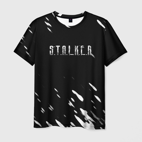 Мужская футболка 3D с принтом Stalker искры белые в Екатеринбурге, 100% полиэфир | прямой крой, круглый вырез горловины, длина до линии бедер | 