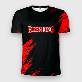 Мужская футболка 3D Slim с принтом Elden ring краски текстура в Санкт-Петербурге, 100% полиэстер с улучшенными характеристиками | приталенный силуэт, круглая горловина, широкие плечи, сужается к линии бедра | 