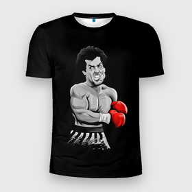 Мужская футболка 3D Slim с принтом Rocky Balboa в Петрозаводске, 100% полиэстер с улучшенными характеристиками | приталенный силуэт, круглая горловина, широкие плечи, сужается к линии бедра | Тематика изображения на принте: 