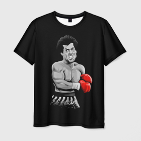 Мужская футболка 3D с принтом Rocky Balboa , 100% полиэфир | прямой крой, круглый вырез горловины, длина до линии бедер | 