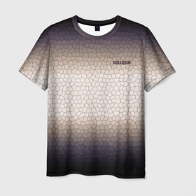 Мужская футболка 3D с принтом Мозаика градиент туманный , 100% полиэфир | прямой крой, круглый вырез горловины, длина до линии бедер | 