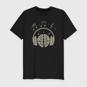 Мужская футболка хлопок Slim с принтом Музыкальный мозг в Екатеринбурге, 92% хлопок, 8% лайкра | приталенный силуэт, круглый вырез ворота, длина до линии бедра, короткий рукав | 