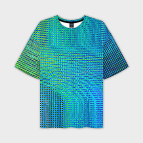 Мужская футболка oversize 3D с принтом Синусоидные волны из квадратиков ,  |  | Тематика изображения на принте: 