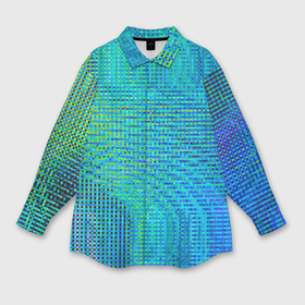 Мужская рубашка oversize 3D с принтом Синусоидные волны из квадратиков ,  |  | 