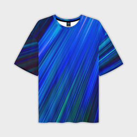 Мужская футболка oversize 3D с принтом Неоновые синии линии в Санкт-Петербурге,  |  | 