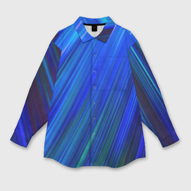 Мужская рубашка oversize 3D с принтом Неоновые синии линии в Санкт-Петербурге,  |  | 