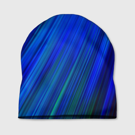 Шапка 3D с принтом Неоновые синии линии в Белгороде, 100% полиэстер | универсальный размер, печать по всей поверхности изделия | 