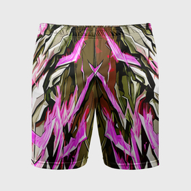 Мужские шорты спортивные с принтом Камень и агрессивные розовые полосы в Санкт-Петербурге,  |  | Тематика изображения на принте: 