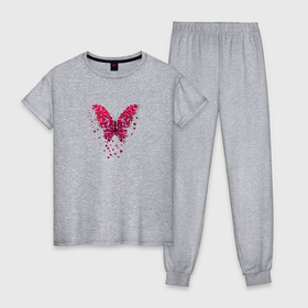 Женская пижама хлопок с принтом Mystical butterfly , 100% хлопок | брюки и футболка прямого кроя, без карманов, на брюках мягкая резинка на поясе и по низу штанин | 