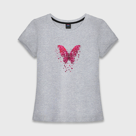 Женская футболка хлопок Slim с принтом Mystical butterfly ,  |  | 