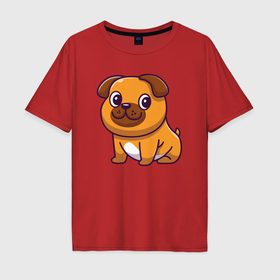 Мужская футболка хлопок Oversize с принтом Милая собачка в Курске, 100% хлопок | свободный крой, круглый ворот, “спинка” длиннее передней части | 