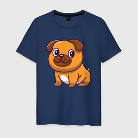 Мужская футболка хлопок с принтом Милая собачка в Курске, 100% хлопок | прямой крой, круглый вырез горловины, длина до линии бедер, слегка спущенное плечо. | 