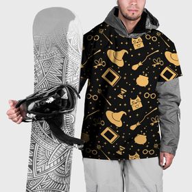 Накидка на куртку 3D с принтом Символы волшебства на темном в Курске, 100% полиэстер |  | 