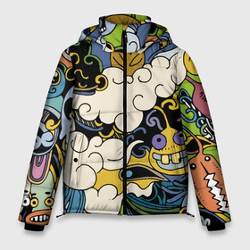 Мужская зимняя куртка 3D с принтом Облачные монстры в Тюмени, верх — 100% полиэстер; подкладка — 100% полиэстер; утеплитель — 100% полиэстер | длина ниже бедра, свободный силуэт Оверсайз. Есть воротник-стойка, отстегивающийся капюшон и ветрозащитная планка. 

Боковые карманы с листочкой на кнопках и внутренний карман на молнии. | 