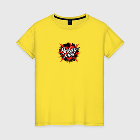 Женская футболка хлопок с принтом Stray Kids hearts в Новосибирске, 100% хлопок | прямой крой, круглый вырез горловины, длина до линии бедер, слегка спущенное плечо | 