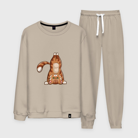 Мужской костюм хлопок Вверх тормашками: в Ухте, 100% хлопок | на свитшоте круглая горловина, мягкая резинка по низу. Брюки заужены к низу, на них два вида карманов: два “обычных” по бокам и два объемных, с клапанами, расположенные ниже линии бедра. Брюки с мягкой трикотажной резинкой на поясе и по низу штанин. В поясе для дополнительного комфорта — широкие завязки |