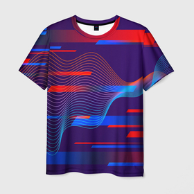 Мужская футболка 3D с принтом Abstraction colored , 100% полиэфир | прямой крой, круглый вырез горловины, длина до линии бедер | 