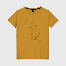 Женская футболка хлопок с принтом Любимая кошка в Петрозаводске, 100% хлопок | прямой крой, круглый вырез горловины, длина до линии бедер, слегка спущенное плечо | 