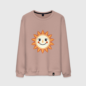 Мужской свитшот хлопок с принтом Улыбающееся простое мультяшное солнце в Курске, 100% хлопок |  | 