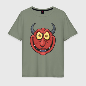 Мужская футболка хлопок Oversize с принтом Милый дьяволёнок , 100% хлопок | свободный крой, круглый ворот, “спинка” длиннее передней части | 