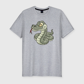 Мужская футболка хлопок Slim с принтом Cute snake в Тюмени, 92% хлопок, 8% лайкра | приталенный силуэт, круглый вырез ворота, длина до линии бедра, короткий рукав | 