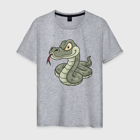 Мужская футболка хлопок с принтом Cute snake в Тюмени, 100% хлопок | прямой крой, круглый вырез горловины, длина до линии бедер, слегка спущенное плечо. | 