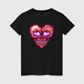 Женская футболка хлопок с принтом Сердце демона в Кировске, 100% хлопок | прямой крой, круглый вырез горловины, длина до линии бедер, слегка спущенное плечо | 