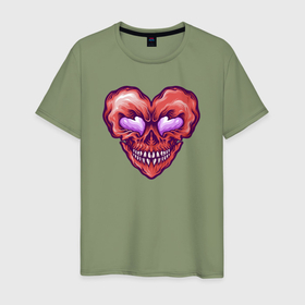 Мужская футболка хлопок с принтом Сердце демона в Курске, 100% хлопок | прямой крой, круглый вырез горловины, длина до линии бедер, слегка спущенное плечо. | 
