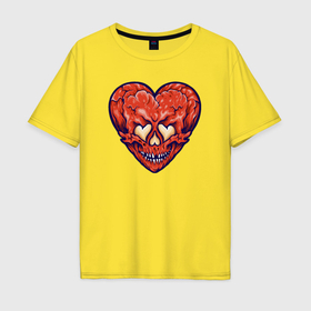 Мужская футболка хлопок Oversize с принтом Дьявольское сердце в Кировске, 100% хлопок | свободный крой, круглый ворот, “спинка” длиннее передней части | 