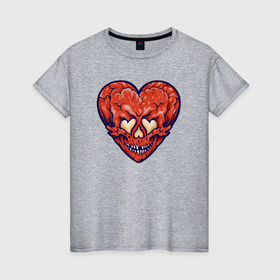 Женская футболка хлопок с принтом Дьявольское сердце в Кировске, 100% хлопок | прямой крой, круглый вырез горловины, длина до линии бедер, слегка спущенное плечо | 