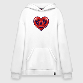 Худи SuperOversize хлопок с принтом Smiling heart в Петрозаводске, 70% хлопок, 30% полиэстер, мягкий начес внутри | карман-кенгуру, эластичная резинка на манжетах и по нижней кромке, двухслойный капюшон
 | 