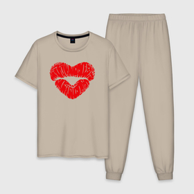 Мужская пижама хлопок с принтом Сочные губки , 100% хлопок | брюки и футболка прямого кроя, без карманов, на брюках мягкая резинка на поясе и по низу штанин
 | 