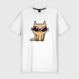 Мужская футболка хлопок Slim с принтом Злобный кот в Петрозаводске, 92% хлопок, 8% лайкра | приталенный силуэт, круглый вырез ворота, длина до линии бедра, короткий рукав | 