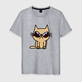 Мужская футболка хлопок с принтом Злобный кот в Петрозаводске, 100% хлопок | прямой крой, круглый вырез горловины, длина до линии бедер, слегка спущенное плечо. | 