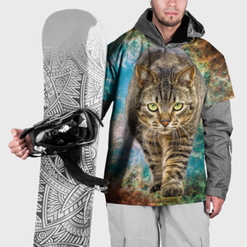 Накидка на куртку 3D с принтом Космический полосатый кот в Тюмени, 100% полиэстер |  | Тематика изображения на принте: 
