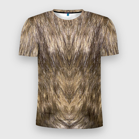 Мужская футболка 3D Slim с принтом Шерсть животная в Тюмени, 100% полиэстер с улучшенными характеристиками | приталенный силуэт, круглая горловина, широкие плечи, сужается к линии бедра | 