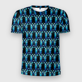 Мужская футболка 3D Slim с принтом Чёрный кристаллический доспех в Санкт-Петербурге, 100% полиэстер с улучшенными характеристиками | приталенный силуэт, круглая горловина, широкие плечи, сужается к линии бедра | 