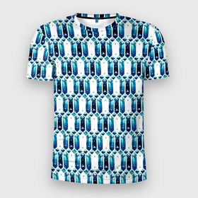 Мужская футболка 3D Slim с принтом Белый кристаллический доспех в Екатеринбурге, 100% полиэстер с улучшенными характеристиками | приталенный силуэт, круглая горловина, широкие плечи, сужается к линии бедра | 