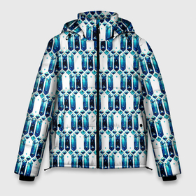Мужская зимняя куртка 3D с принтом Белый кристаллический доспех в Санкт-Петербурге, верх — 100% полиэстер; подкладка — 100% полиэстер; утеплитель — 100% полиэстер | длина ниже бедра, свободный силуэт Оверсайз. Есть воротник-стойка, отстегивающийся капюшон и ветрозащитная планка. 

Боковые карманы с листочкой на кнопках и внутренний карман на молнии. | Тематика изображения на принте: 