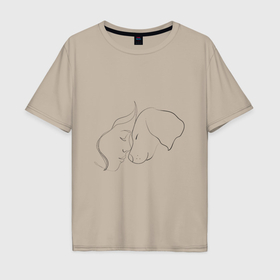 Мужская футболка хлопок Oversize с принтом Любимая собака в Белгороде, 100% хлопок | свободный крой, круглый ворот, “спинка” длиннее передней части | 