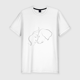 Мужская футболка хлопок Slim с принтом Любимая собака в Тюмени, 92% хлопок, 8% лайкра | приталенный силуэт, круглый вырез ворота, длина до линии бедра, короткий рукав | 