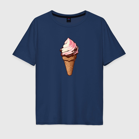 Мужская футболка хлопок Oversize с принтом Вкусная мороженка , 100% хлопок | свободный крой, круглый ворот, “спинка” длиннее передней части | 