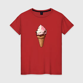 Женская футболка хлопок с принтом Вкусная мороженка в Кировске, 100% хлопок | прямой крой, круглый вырез горловины, длина до линии бедер, слегка спущенное плечо | 