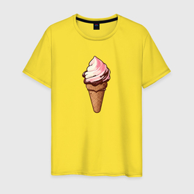 Мужская футболка хлопок с принтом Вкусная мороженка , 100% хлопок | прямой крой, круглый вырез горловины, длина до линии бедер, слегка спущенное плечо. | 