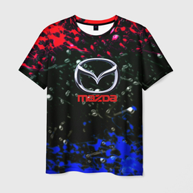 Мужская футболка 3D с принтом Mazda краски абстракция спорт в Курске, 100% полиэфир | прямой крой, круглый вырез горловины, длина до линии бедер | Тематика изображения на принте: 