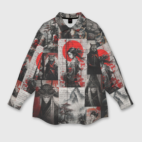 Мужская рубашка oversize 3D с принтом Japanese samurai art в Новосибирске,  |  | Тематика изображения на принте: 