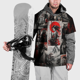 Накидка на куртку 3D с принтом Japanese samurai art в Новосибирске, 100% полиэстер |  | Тематика изображения на принте: 