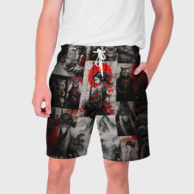 Мужские шорты 3D с принтом Japanese samurai art в Курске,  полиэстер 100% | прямой крой, два кармана без застежек по бокам. Мягкая трикотажная резинка на поясе, внутри которой широкие завязки. Длина чуть выше колен | 
